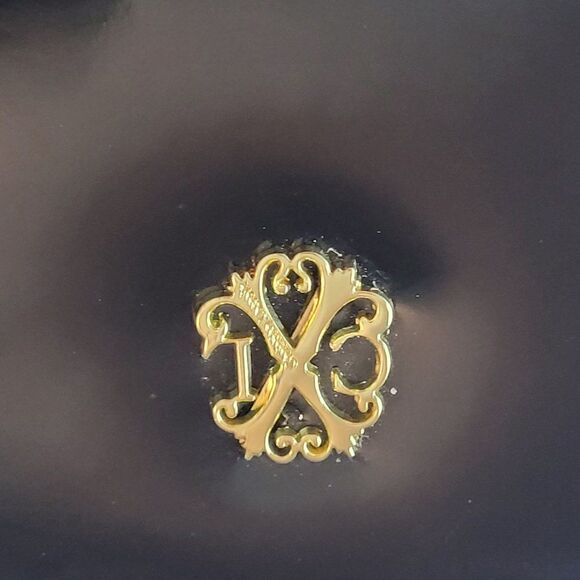 Christian Lacroix Evening Clutch Black Vegan Faux Patent Leather Framed Zip - Picture 2 of 13